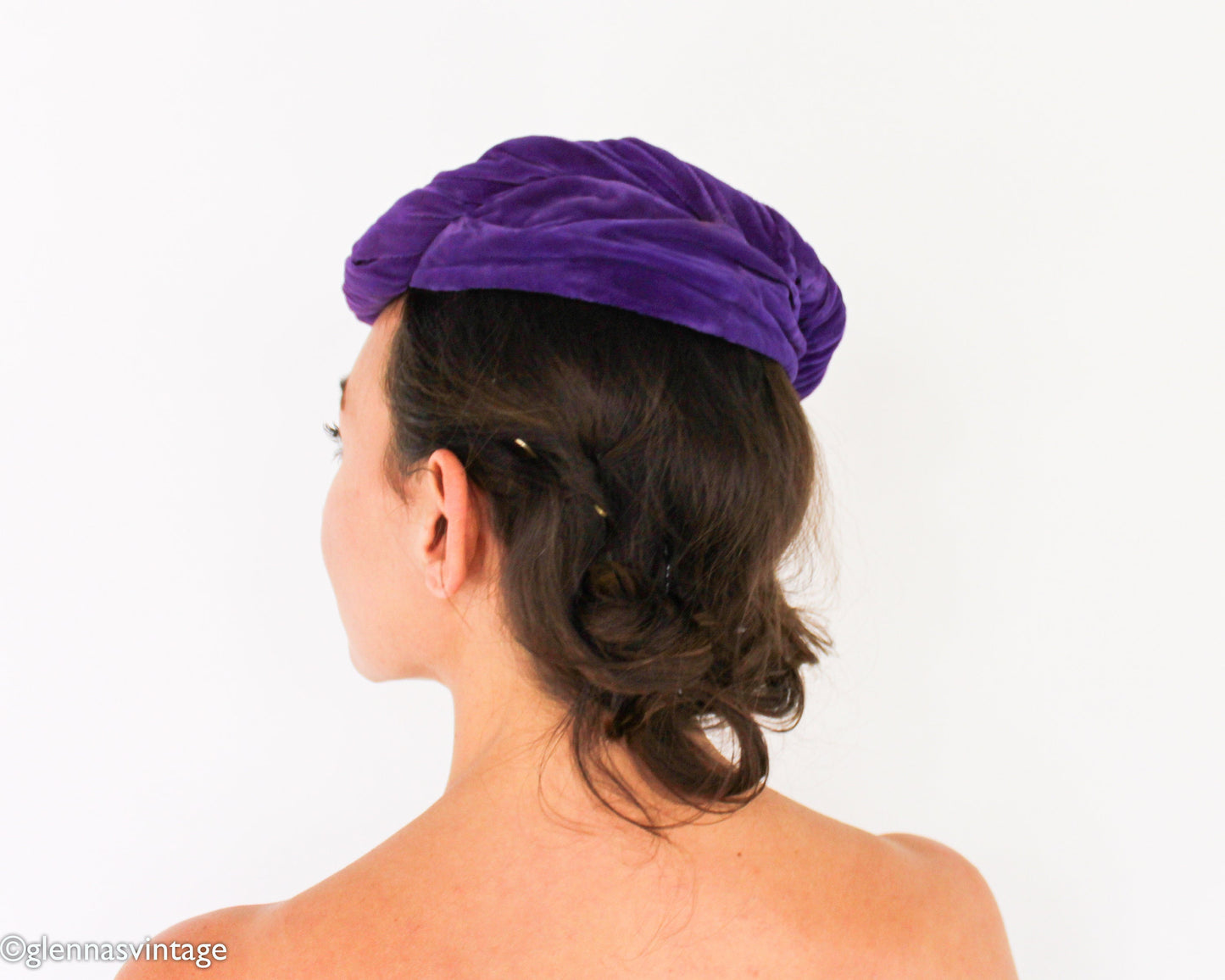 1920s Purple Silk Velvet Beret
