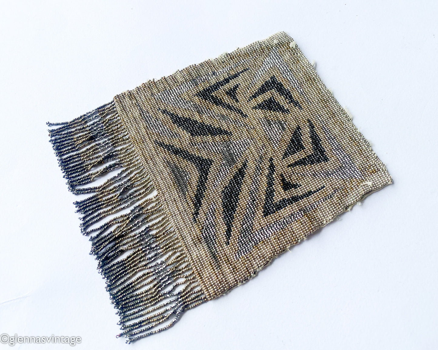 1900s MicroBeaded Evening Bag | 1900s Art Deco Beaded Purse | Unfinished Evening Bag