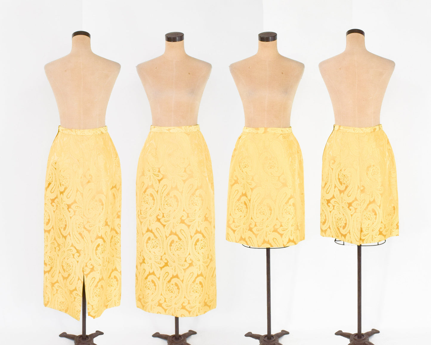 1960s Yellow Gold Brocade 4 Piece Skirt Suit, Medium