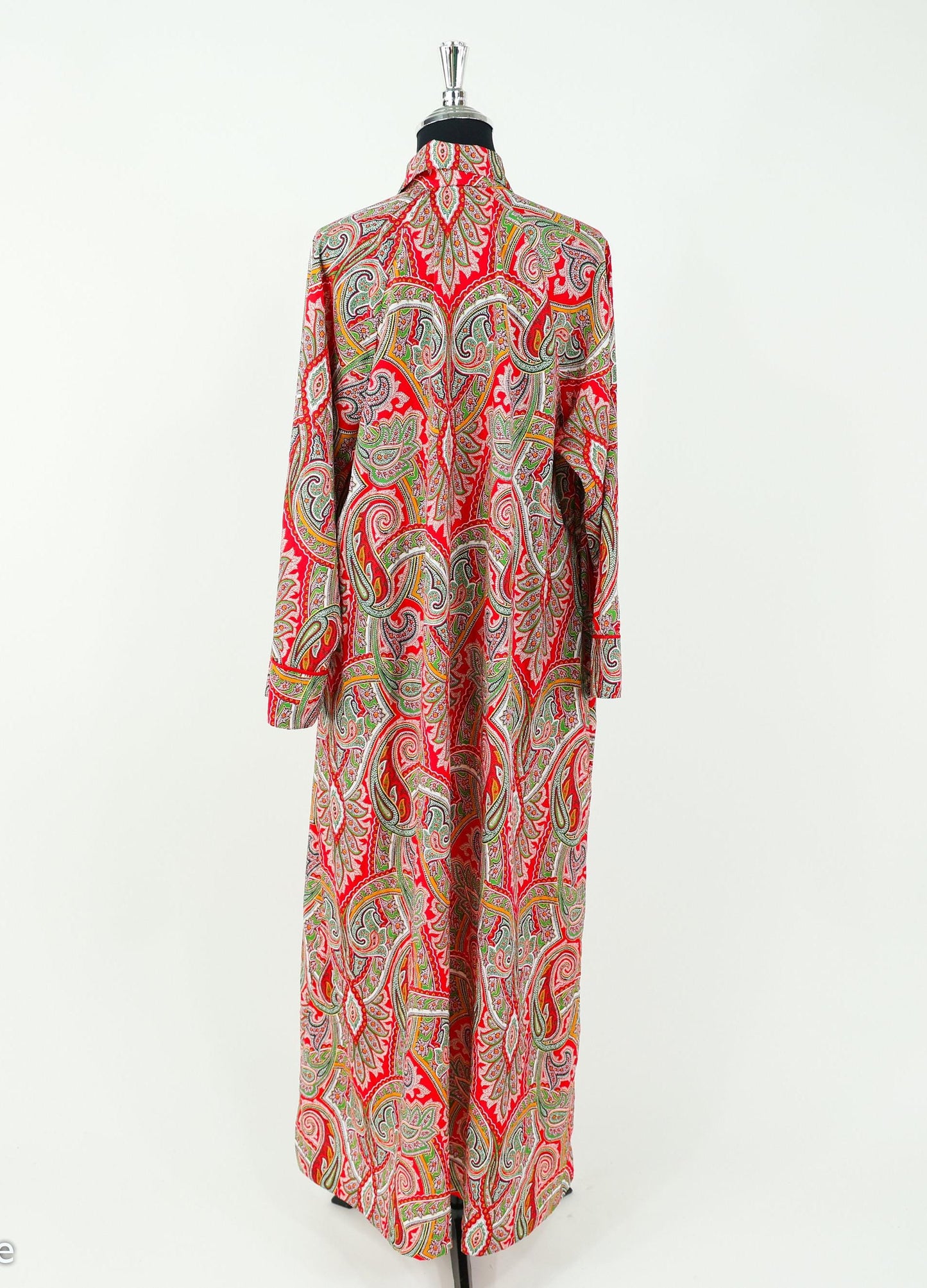 1980s Red Paisley Caftan, Mary McFadden, Extra Large