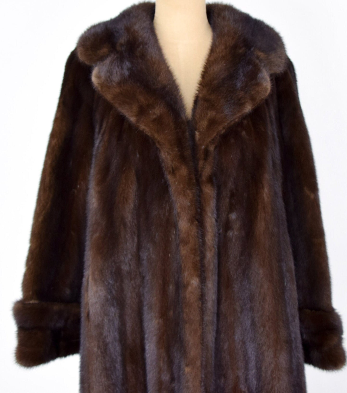 1950s Brown Mink Coat | 50s Dark Brown Mink Coat | Full Length Mink Coat | John Bros. N.Y. | Large