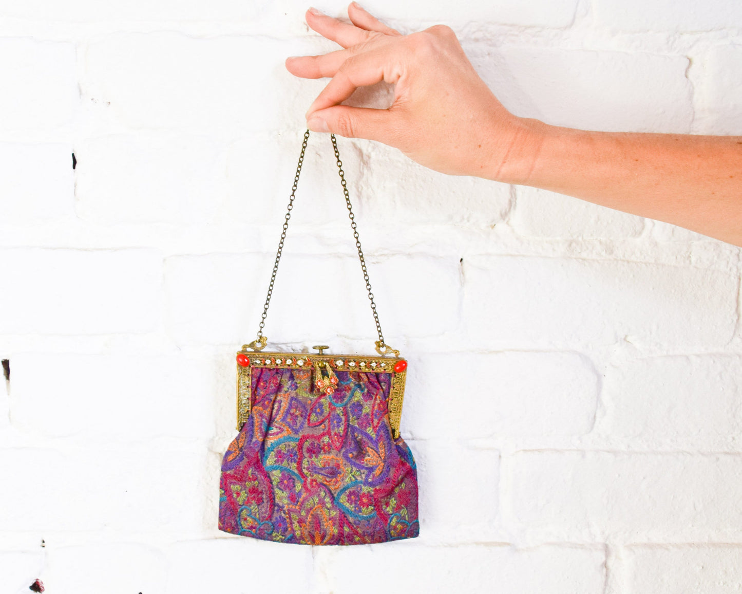 1900s Tapestry Evening Purse | Silk Tapestry Handbag | Downton Abby