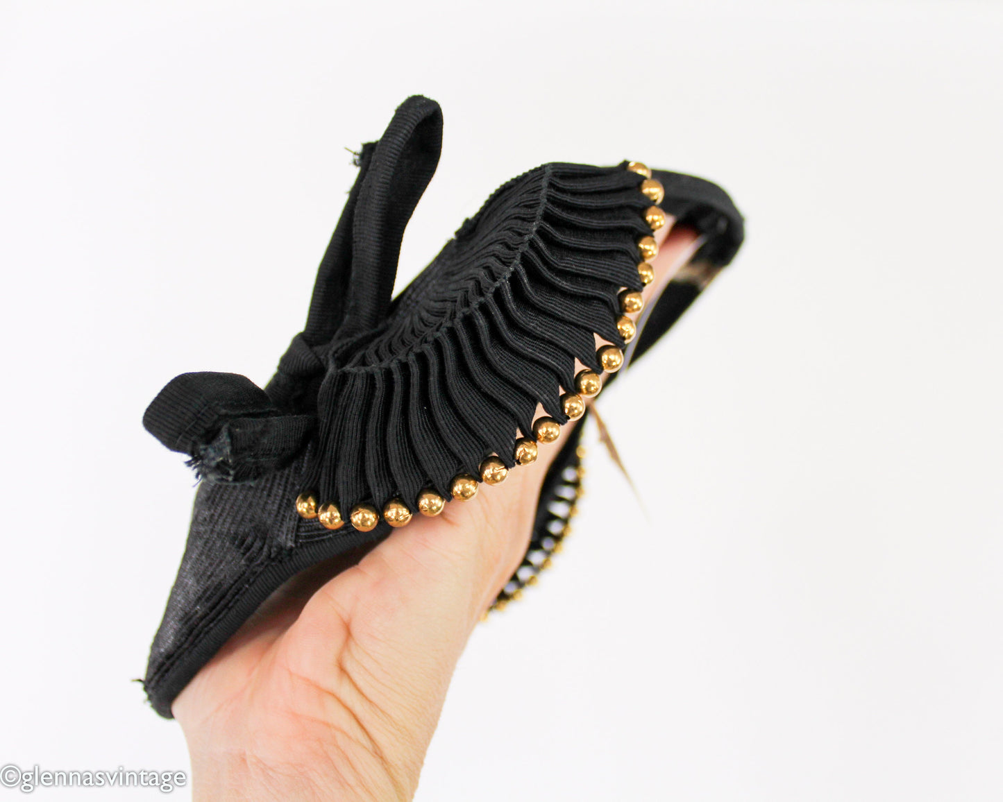 1940s Black Raffia Woven Fascinator Hat, Old Hollywood Style