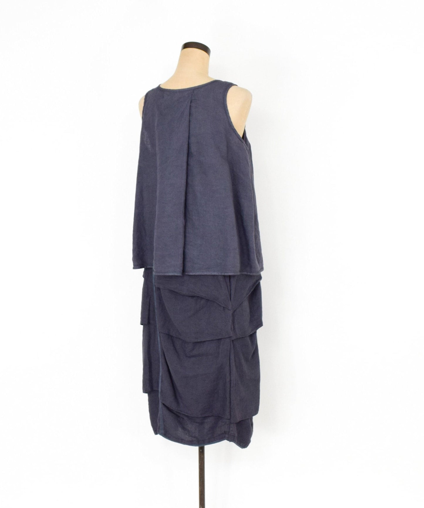 1980s Cynthia Ashby Linen Set | Tiered Skirt & Blouson Top (Medium)