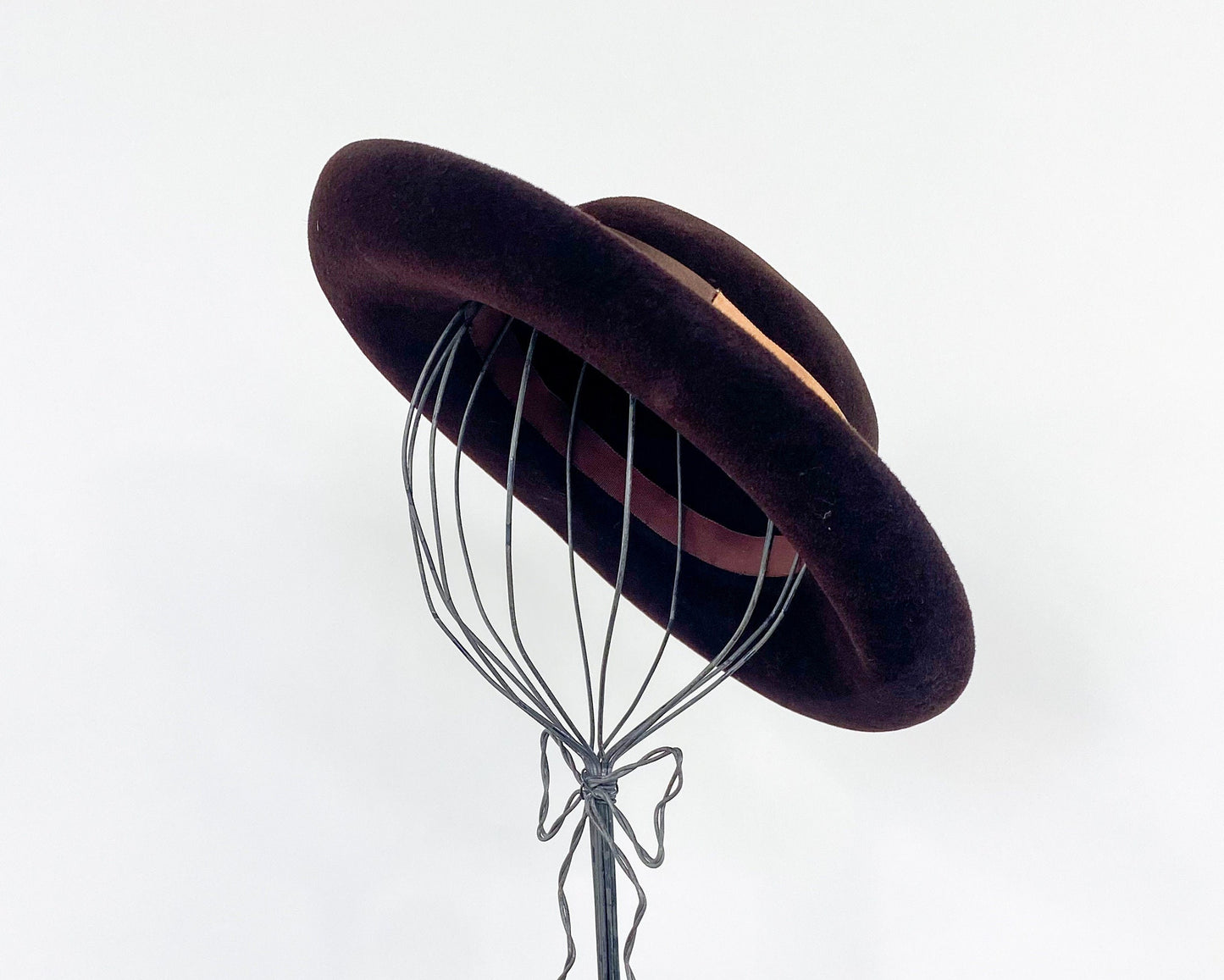 1950s Brown Wool Velour Saucer Hat
