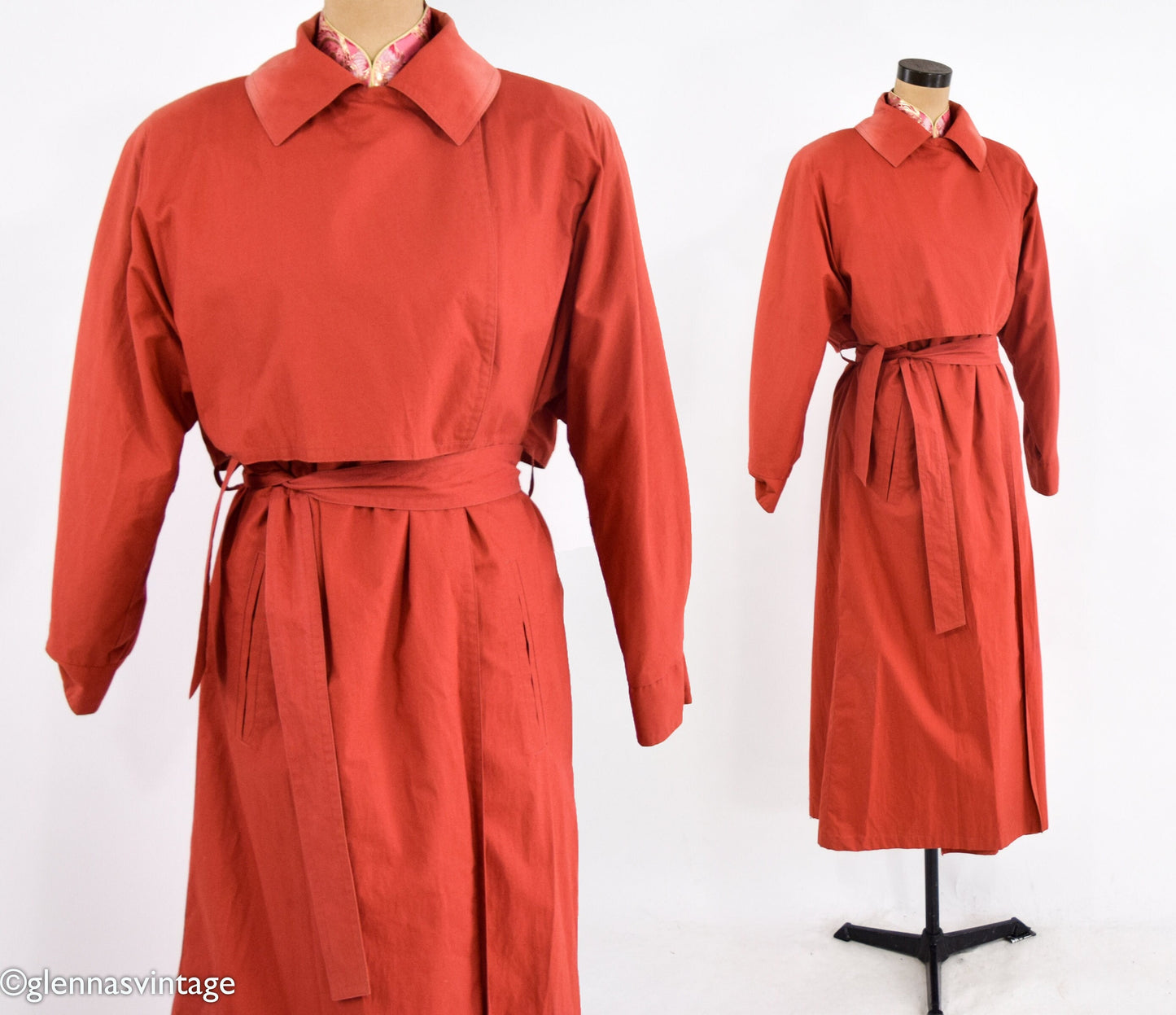 1980s Orange Trench Coat | 80s Orange Trench Coat | Sanyo Carlo Cohen | Large
