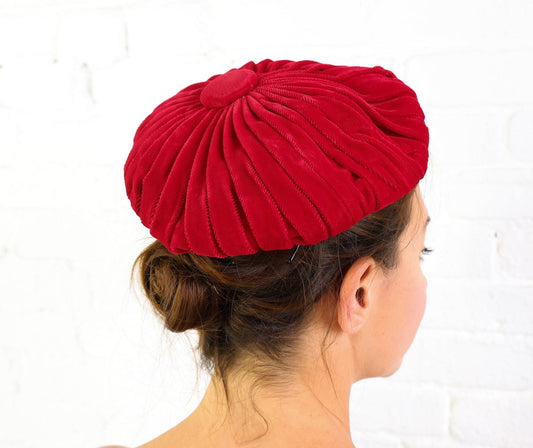 1950s Red Velvet Beret
