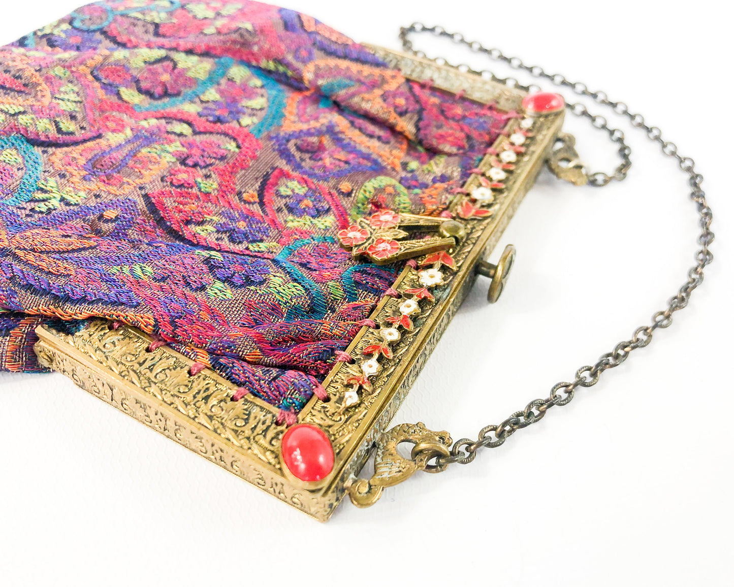 1900s Tapestry Evening Purse | Silk Tapestry Handbag | Downton Abby