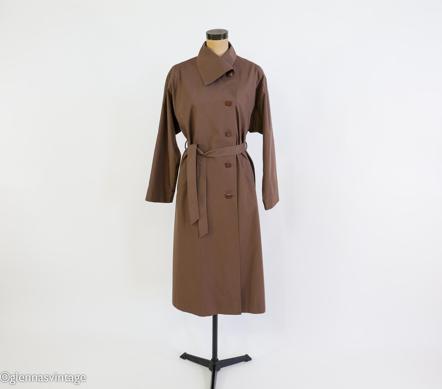 1970s Brown Trench Coat Raincoat, 44" Bust