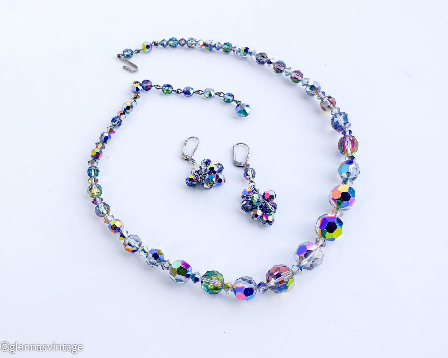 1960s Aurora Borealis Crystal Beaded Necklace Set