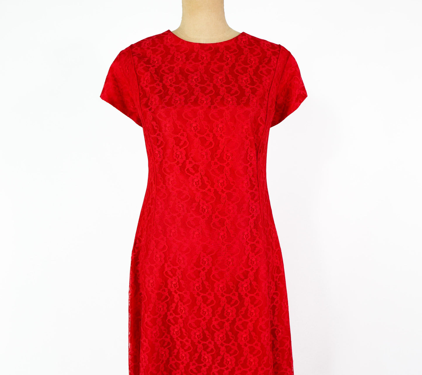 1960s Red Lace Maxi Dress, Extra Large