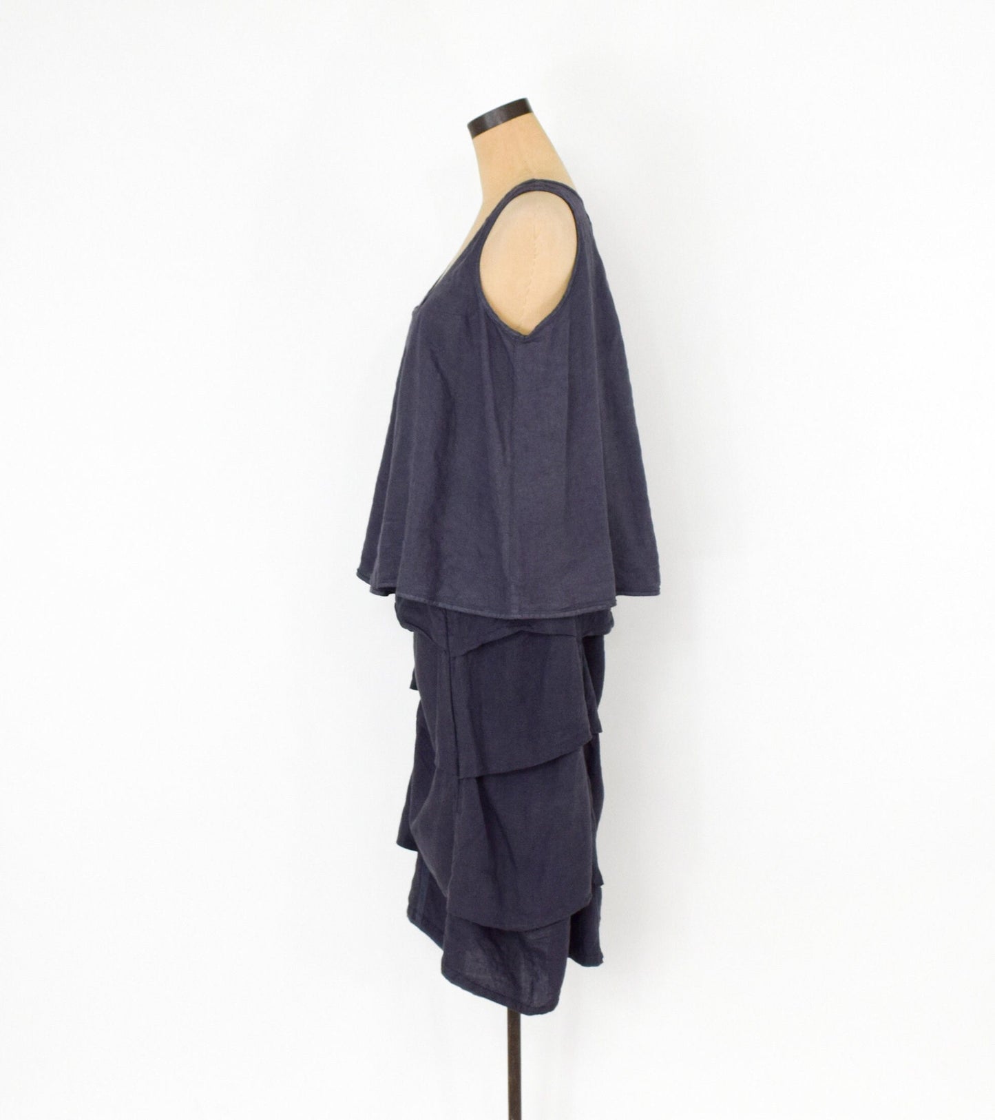1980s Cynthia Ashby Linen Set | Tiered Skirt & Blouson Top (Medium)
