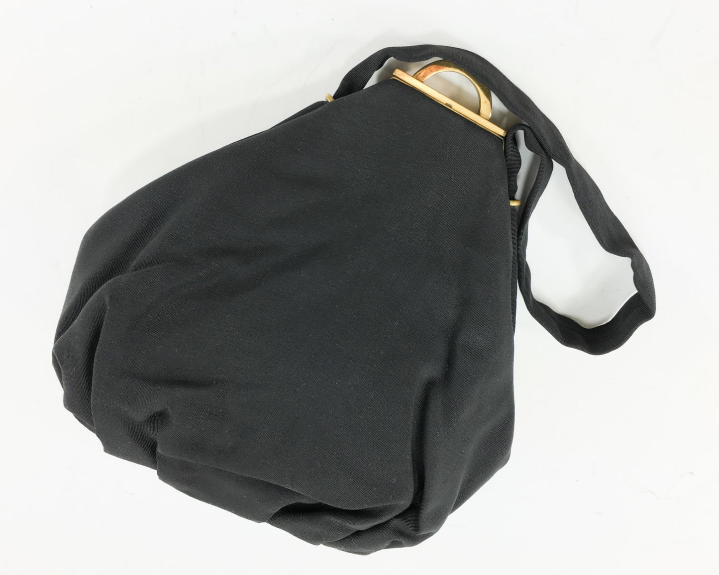1940s Black Faille Handbag | 40s Black Handbag & Matching Coin Purse and Mirror