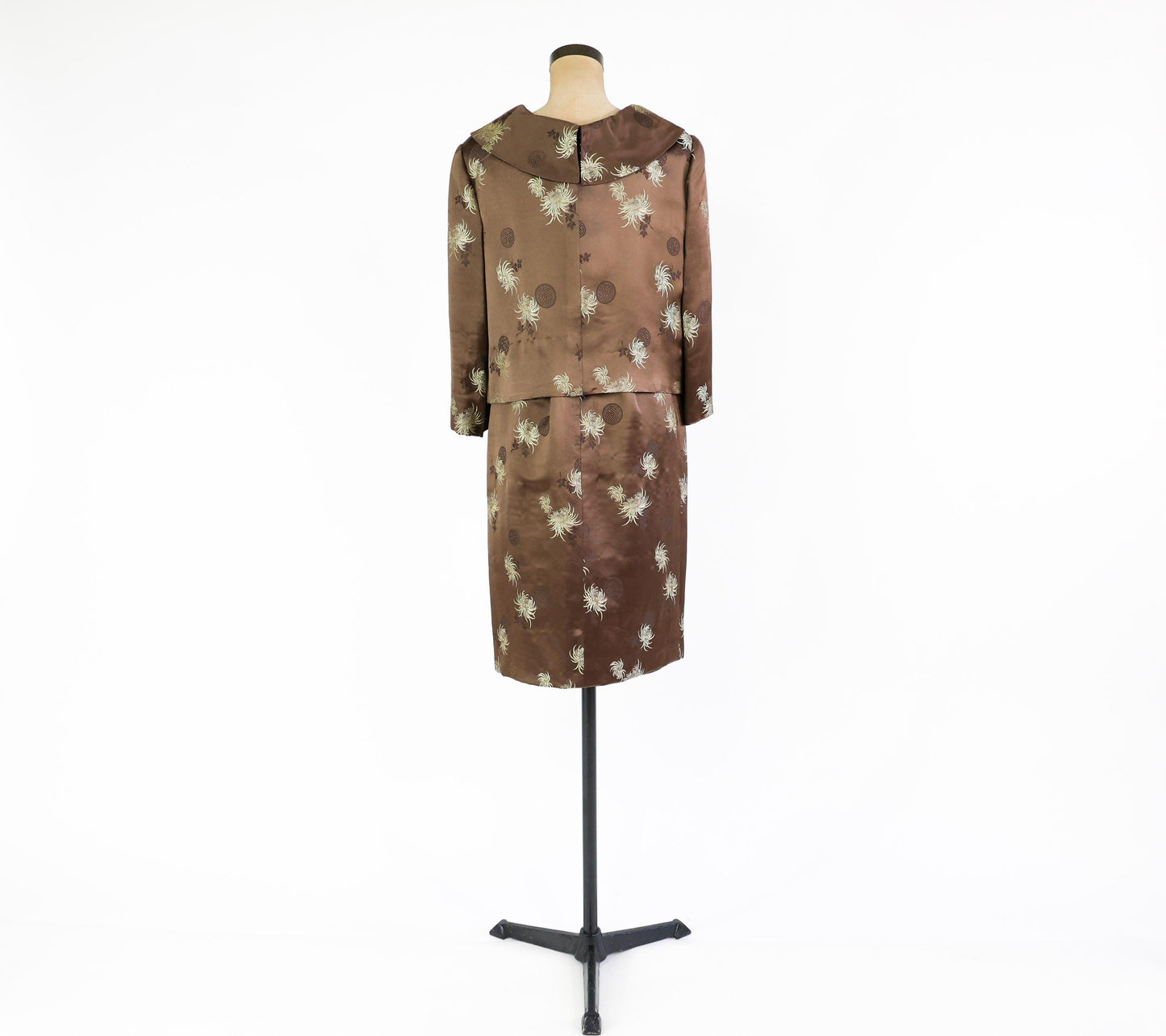 1950s Satin Jacquard Dress and Jacket Set, Plus Size