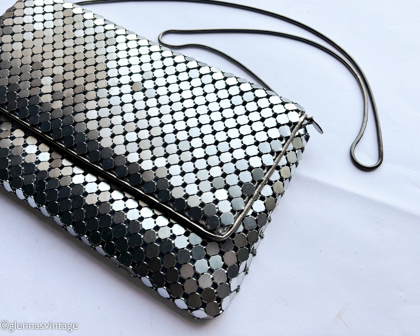 1980s BCBG MAXAZIRA Silver Mesh Clutch