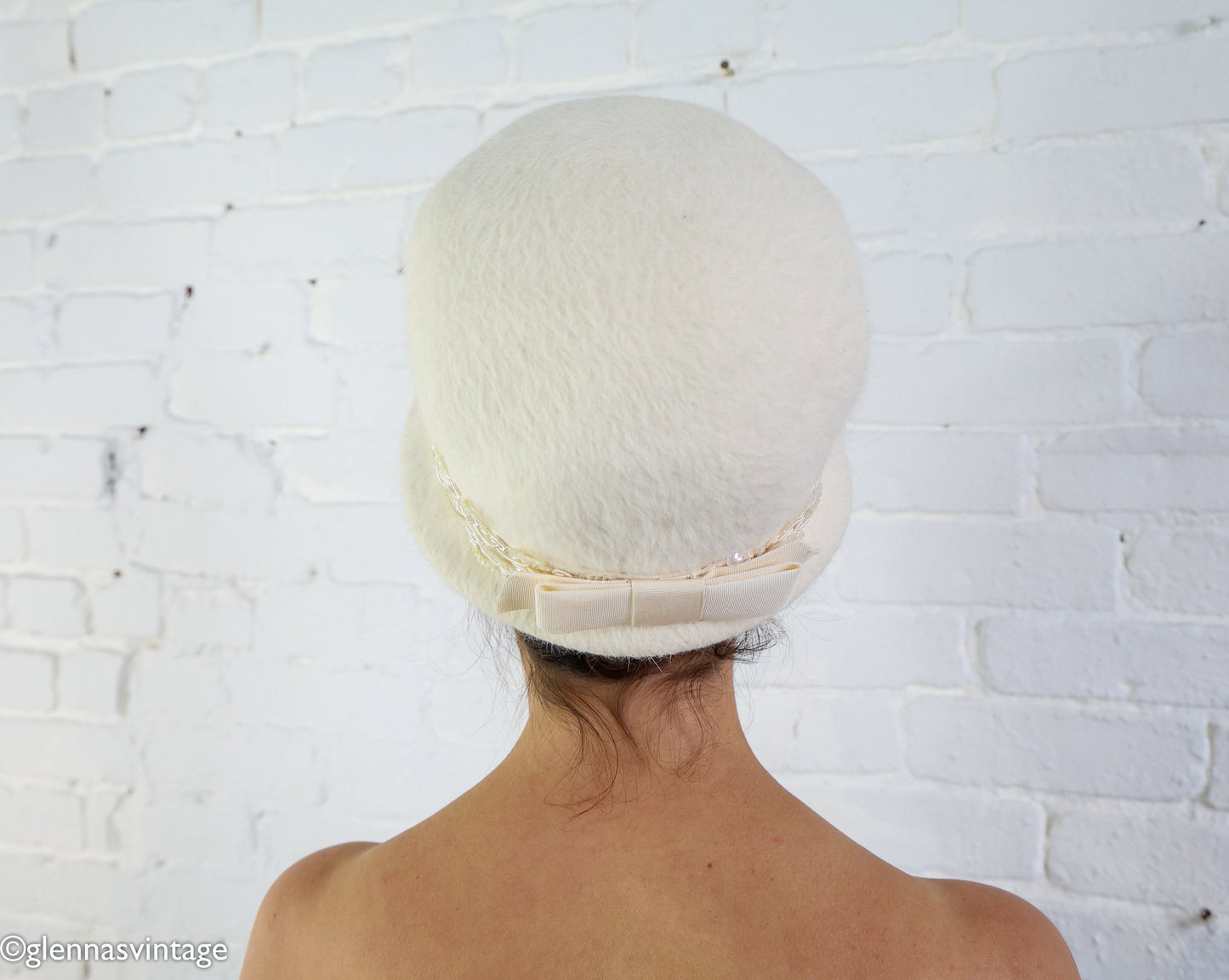 1960s Creme Mohair Bubble Hat | 60s White Mohair High Crown Hat | Jackie O Style | Noreen Fashions