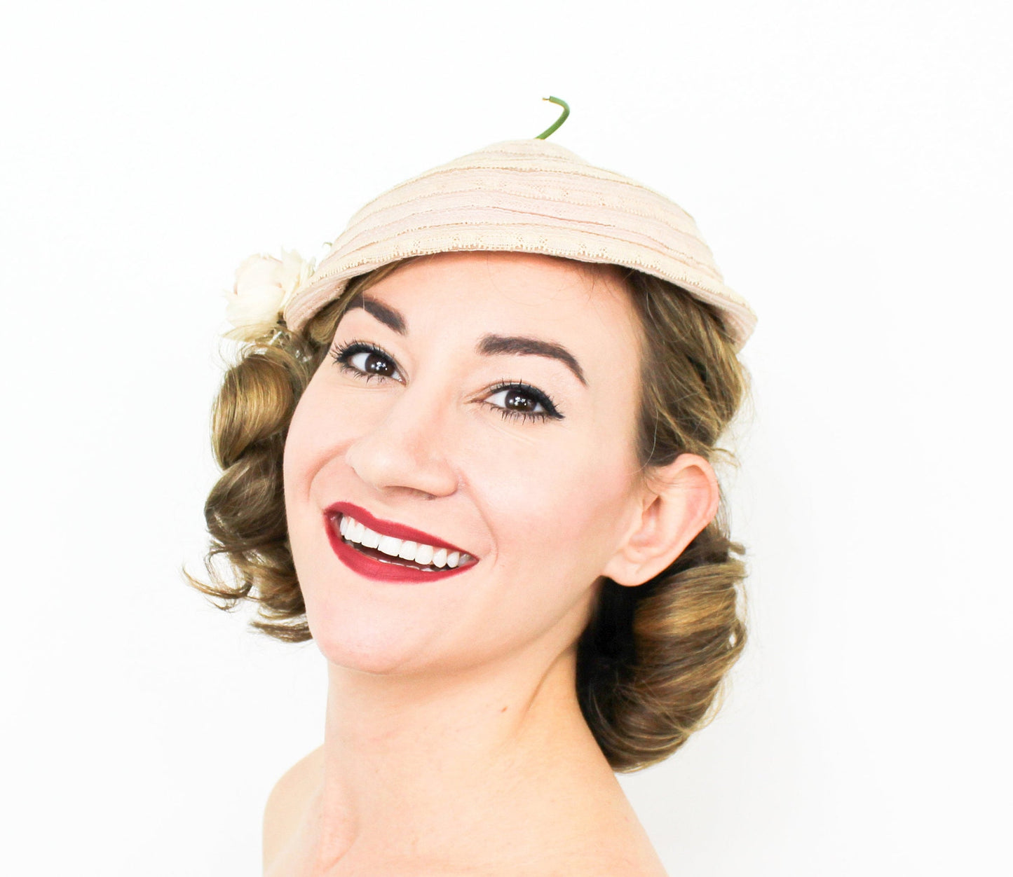 Hattie Carnegie Pink Lace Hat 1940s
