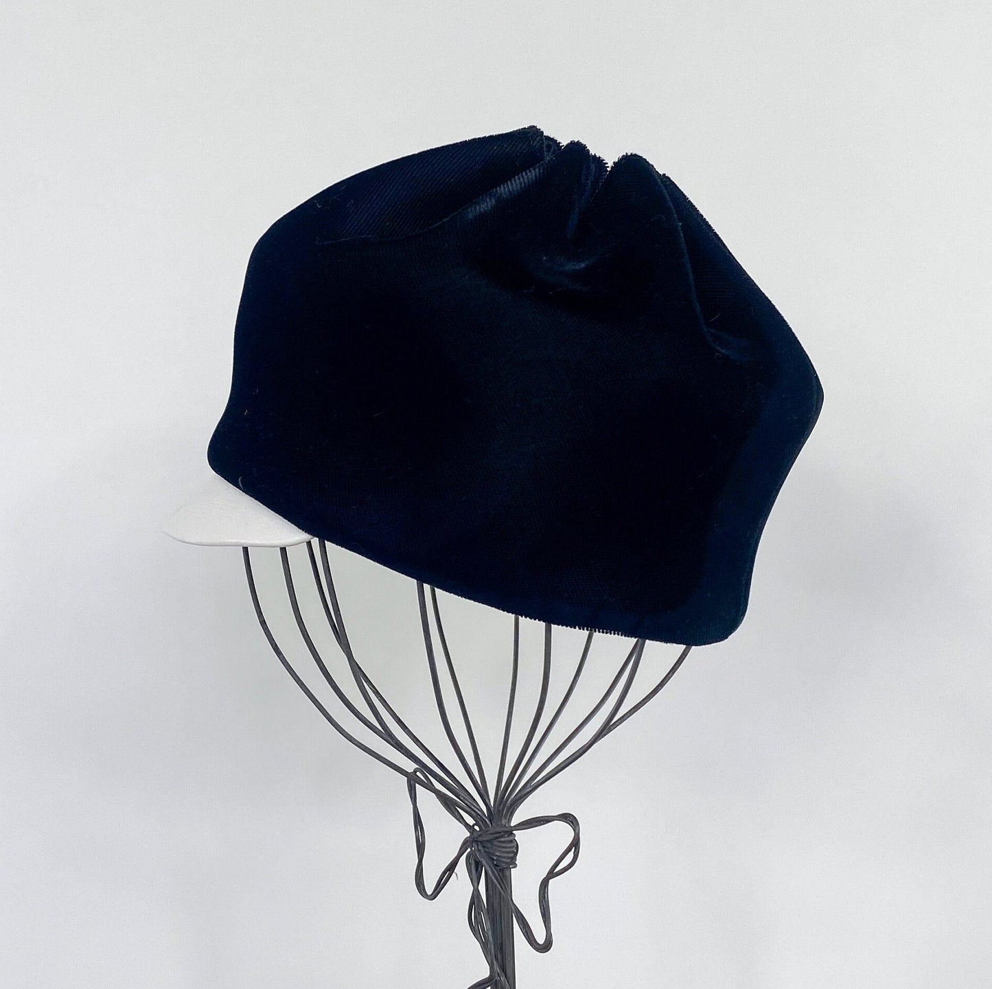 1960s Black Velvet High Crown Hat