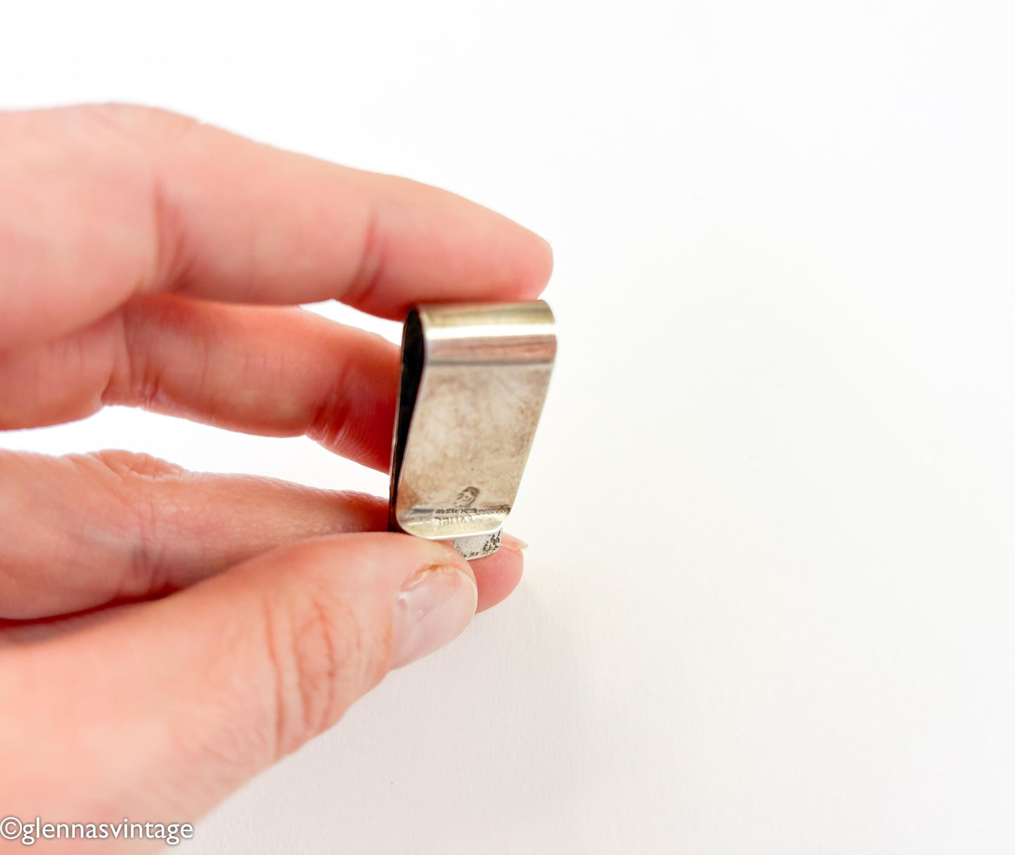 1950s Mexican Silver Money Clip | Aztec Mask Emblem
