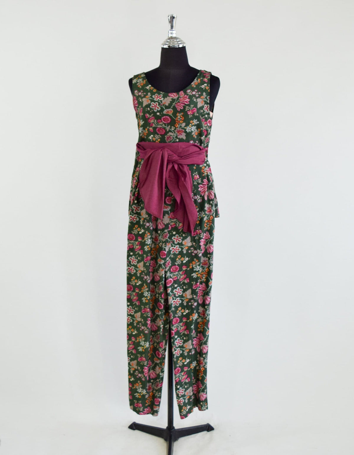 1990s Giorgio Armani Green Floral Pants & Top Set, Small