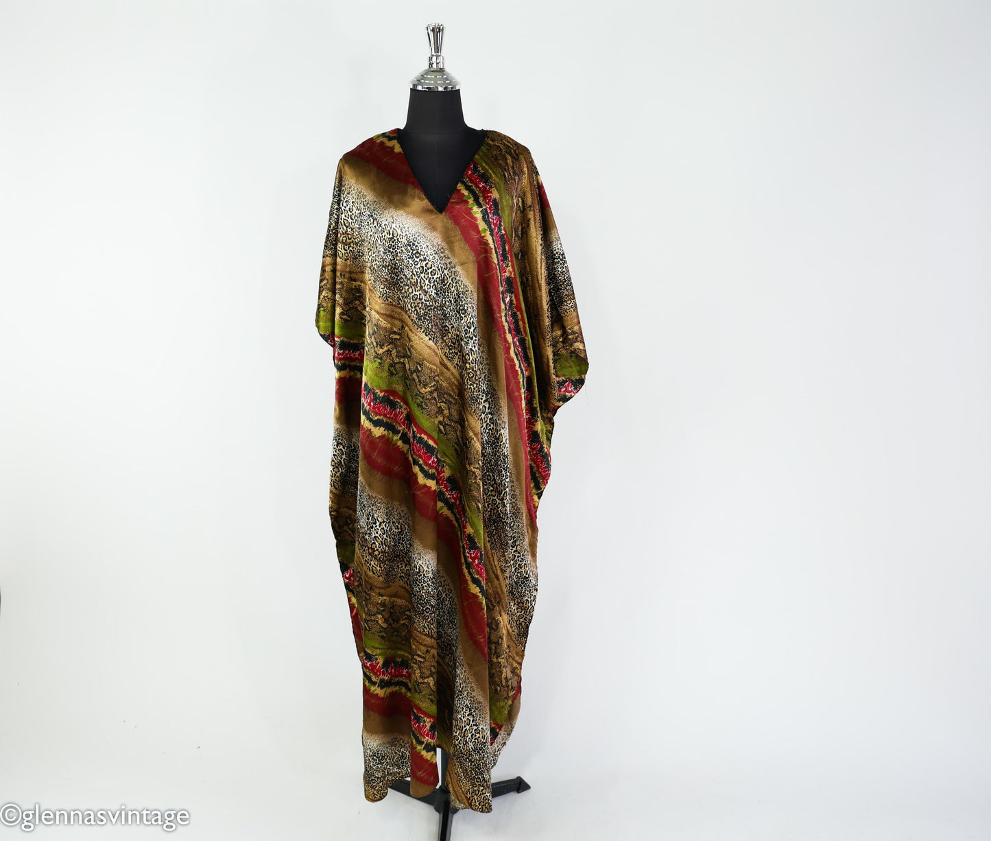 1990s Leopard Print Caftan | Vintage Plus Size Loungewear