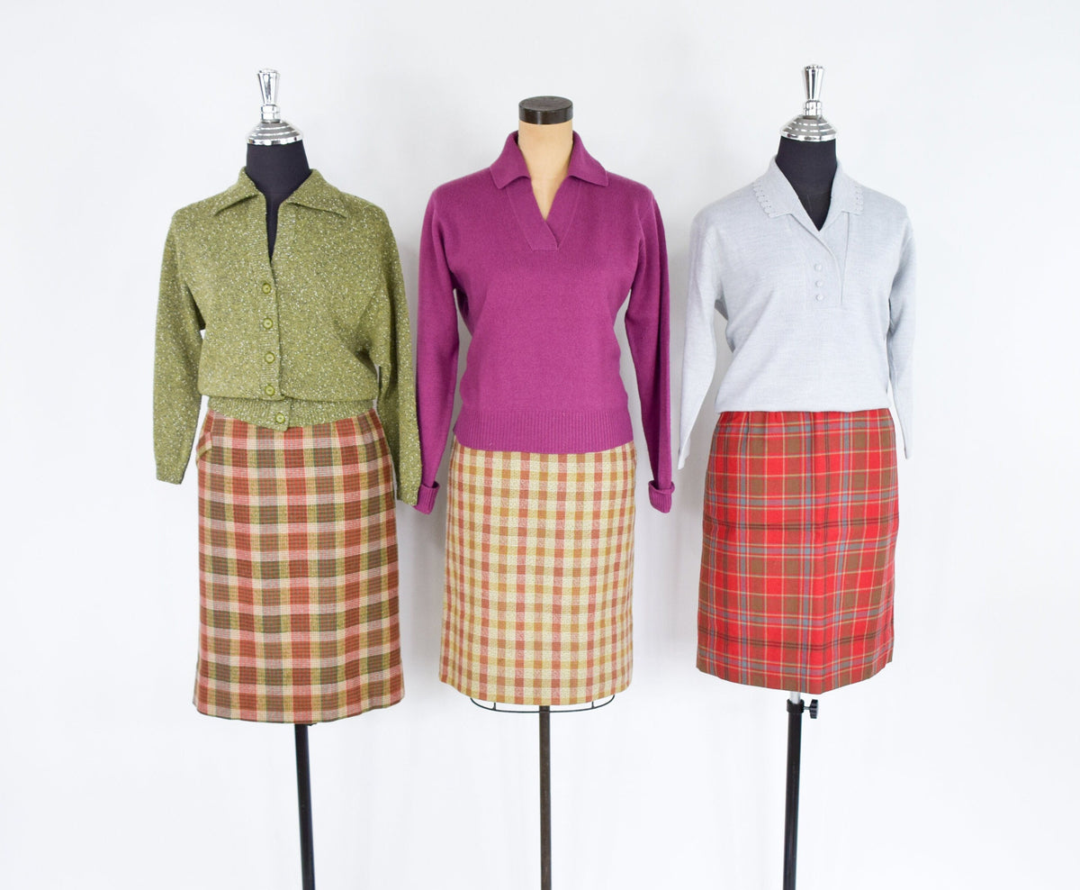 1960s Plaid Pencil Skirts | Scottish Wool Skirts | Scotland