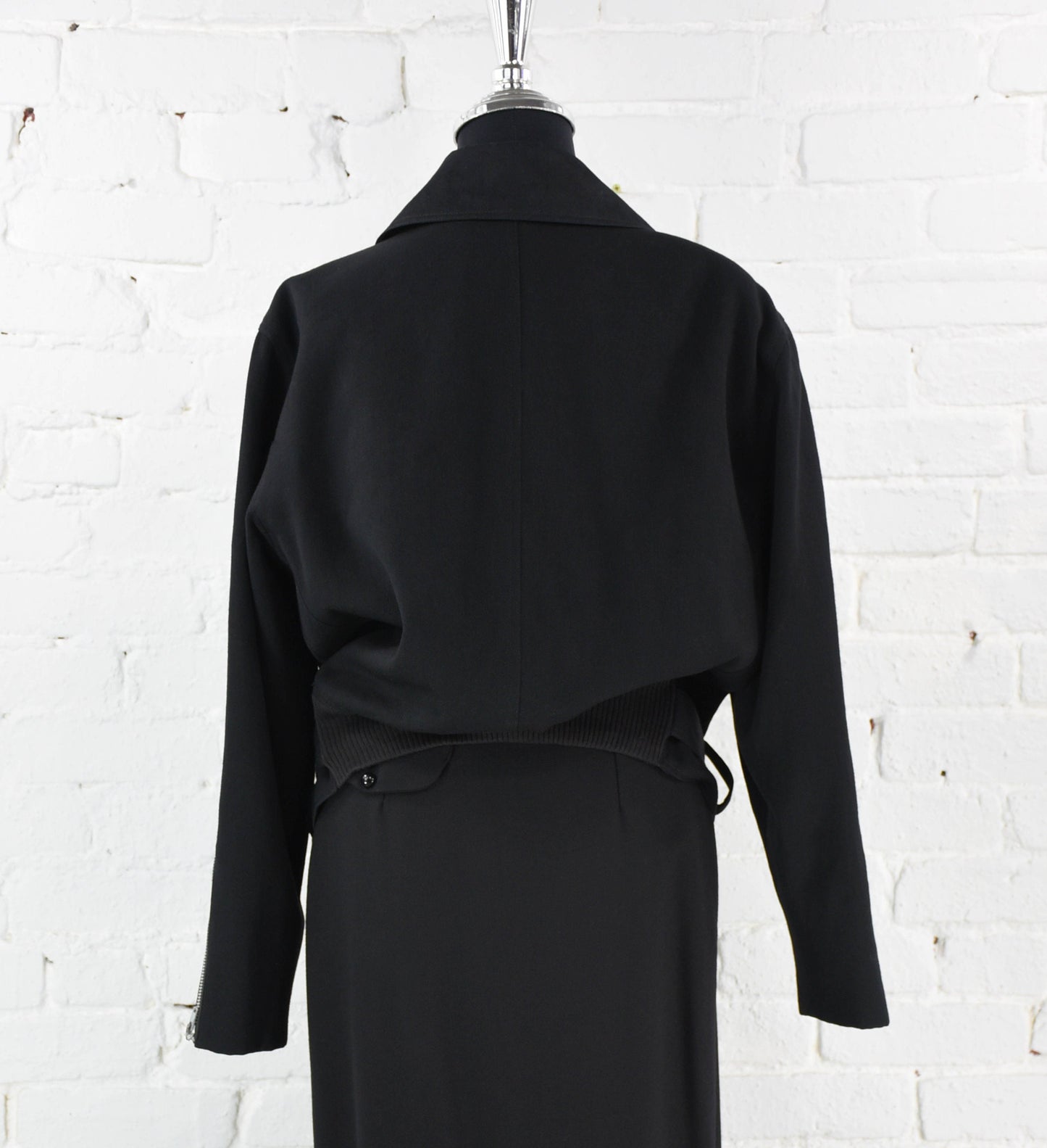 1980s Black Wool Motorcycle Jacket | Theodore Beverly Hills, Belted