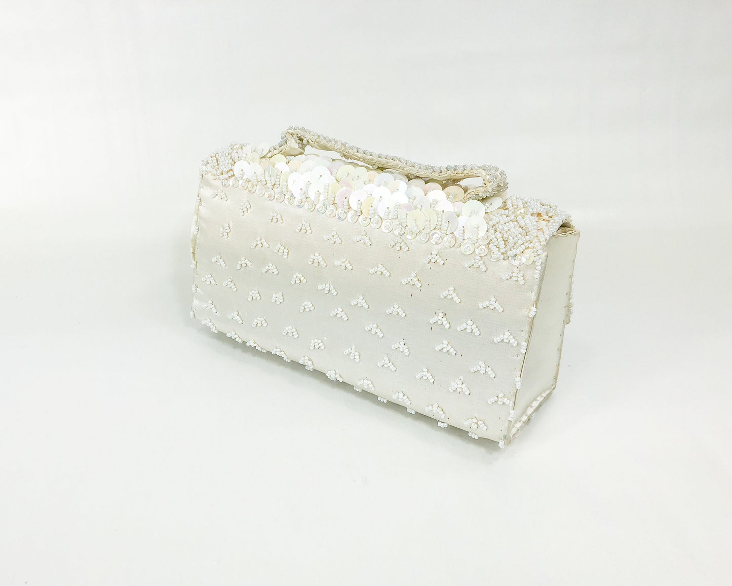 1950s White Beaded & Sequin PurseEvening Bag