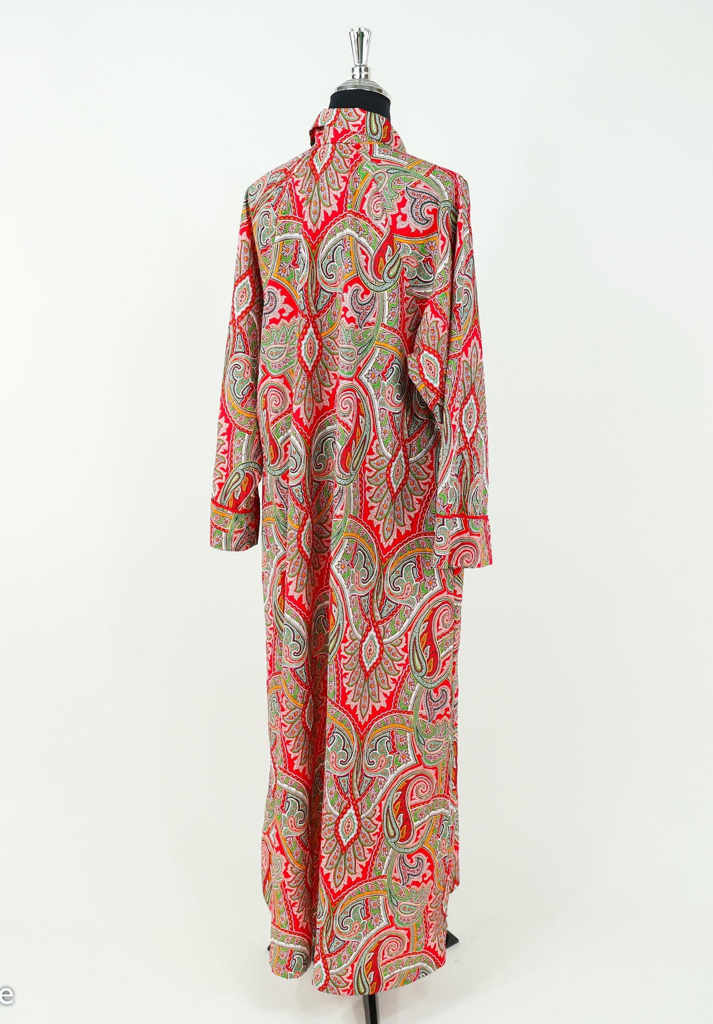 1980s Red Paisley Caftan, Mary McFadden, Extra Large
