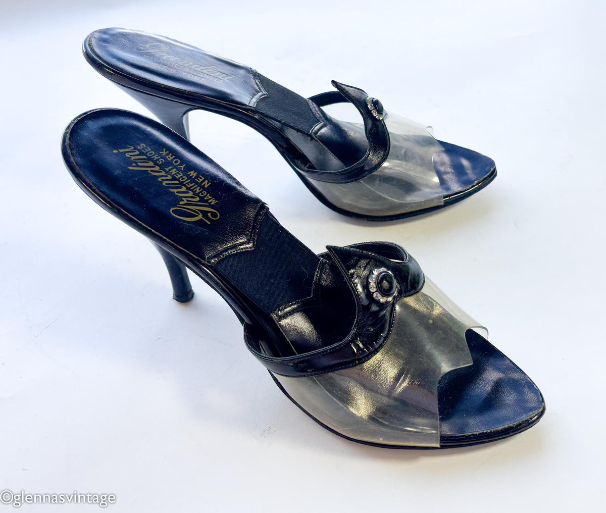 1950s Black Spring-o-lator Heels Pumps, Size 7