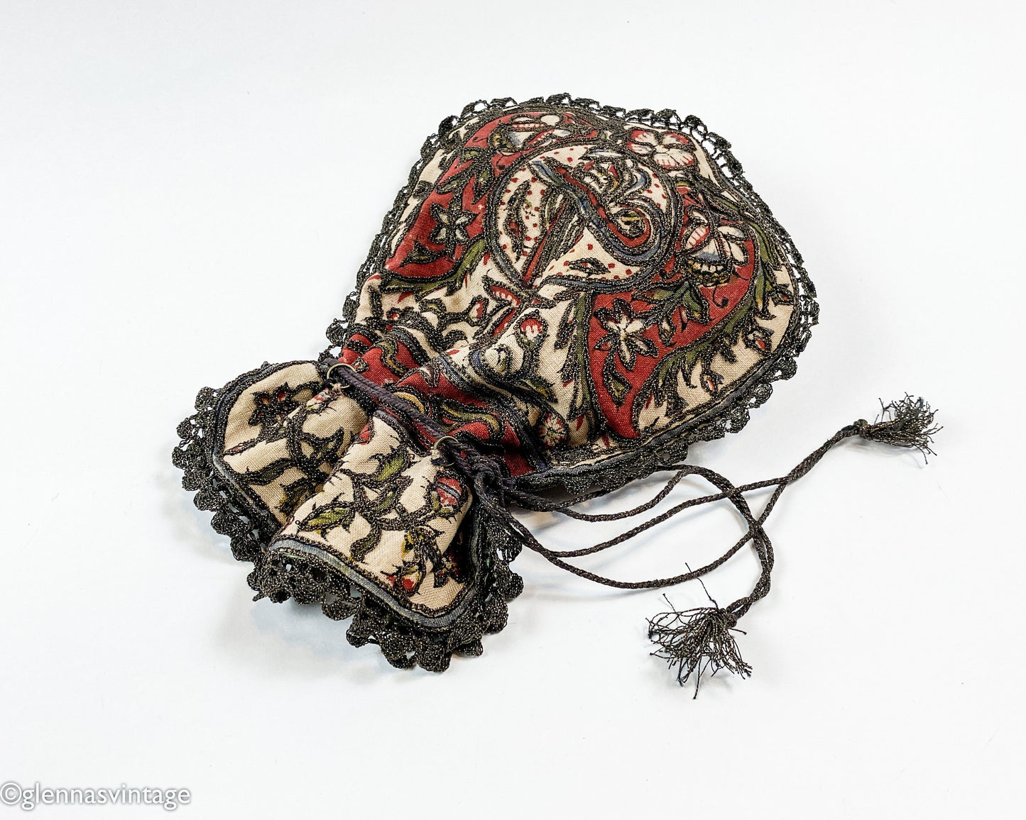 1900s Embroidered Evening Bag |  Vintage Drawstring Pouch
