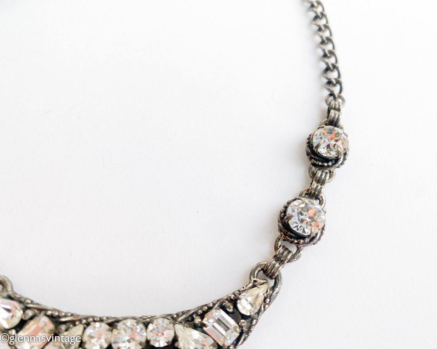 1940s Rhinestone Evening Necklace | 40s Rhinestone Collar Necklace | Rhinestone Choker | Old Hollywood