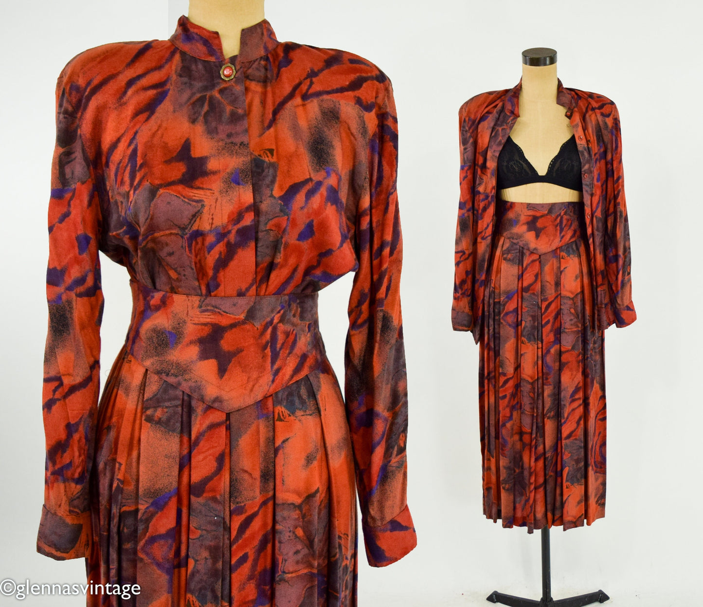 1980s Floral Skirt Set, , Large