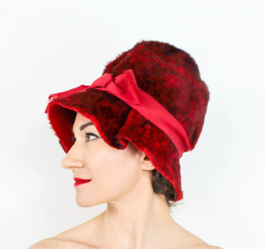 1960s Red Mohair Hat,  Mr John Jr