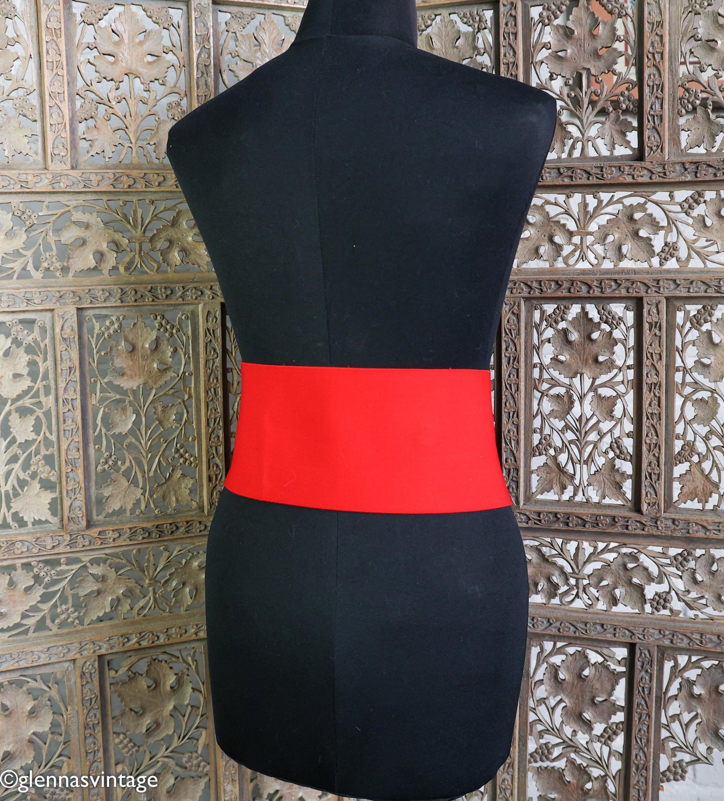 1980s Red Elastic Wide Belt