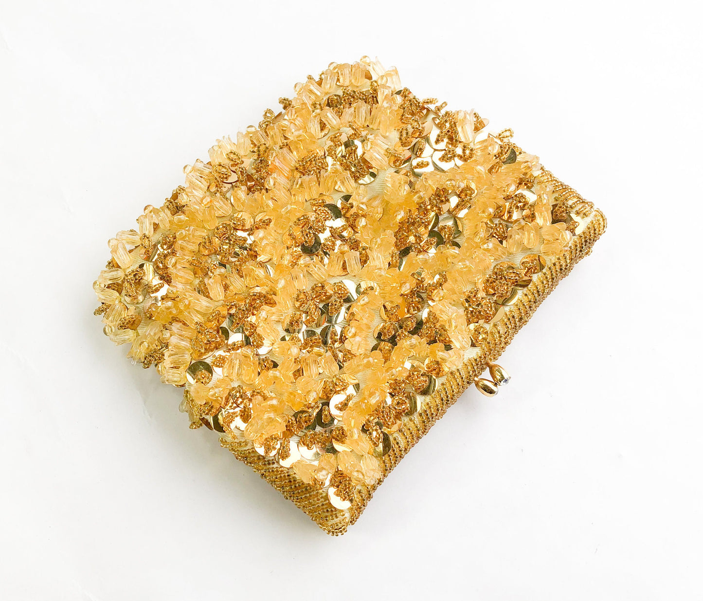 1950s Gold Beaded Sequin Clutch | Vintage Evening Handbag, Walborg