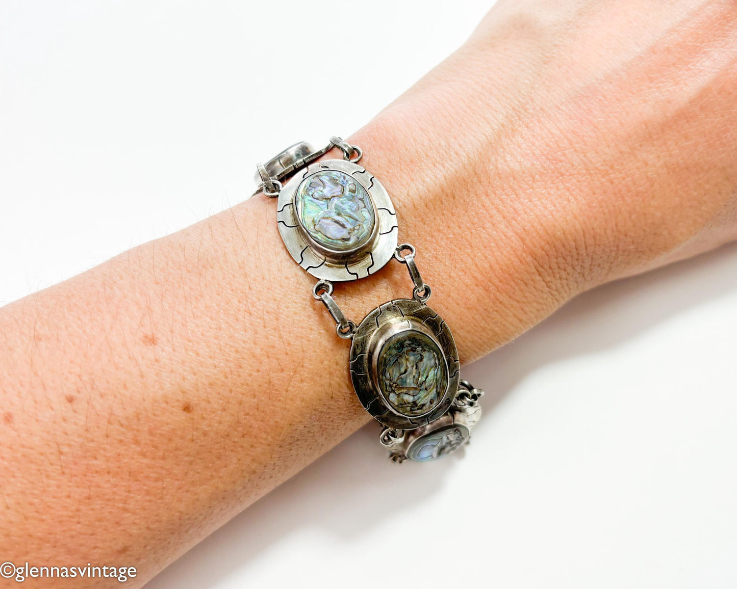 1950s Mexican Sterling Silver Abalone Bracelet