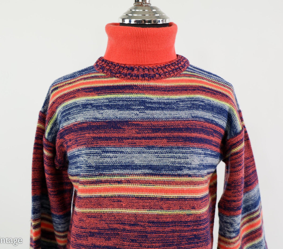 1970s Colorful Stripe Pullover Sweater, Medium