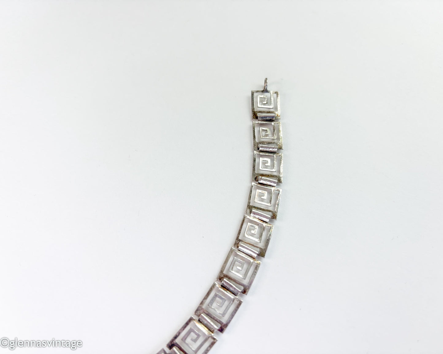 Sterling Silver Greek Key Bracelet, Meander Pattern Bracelet 7 Inch