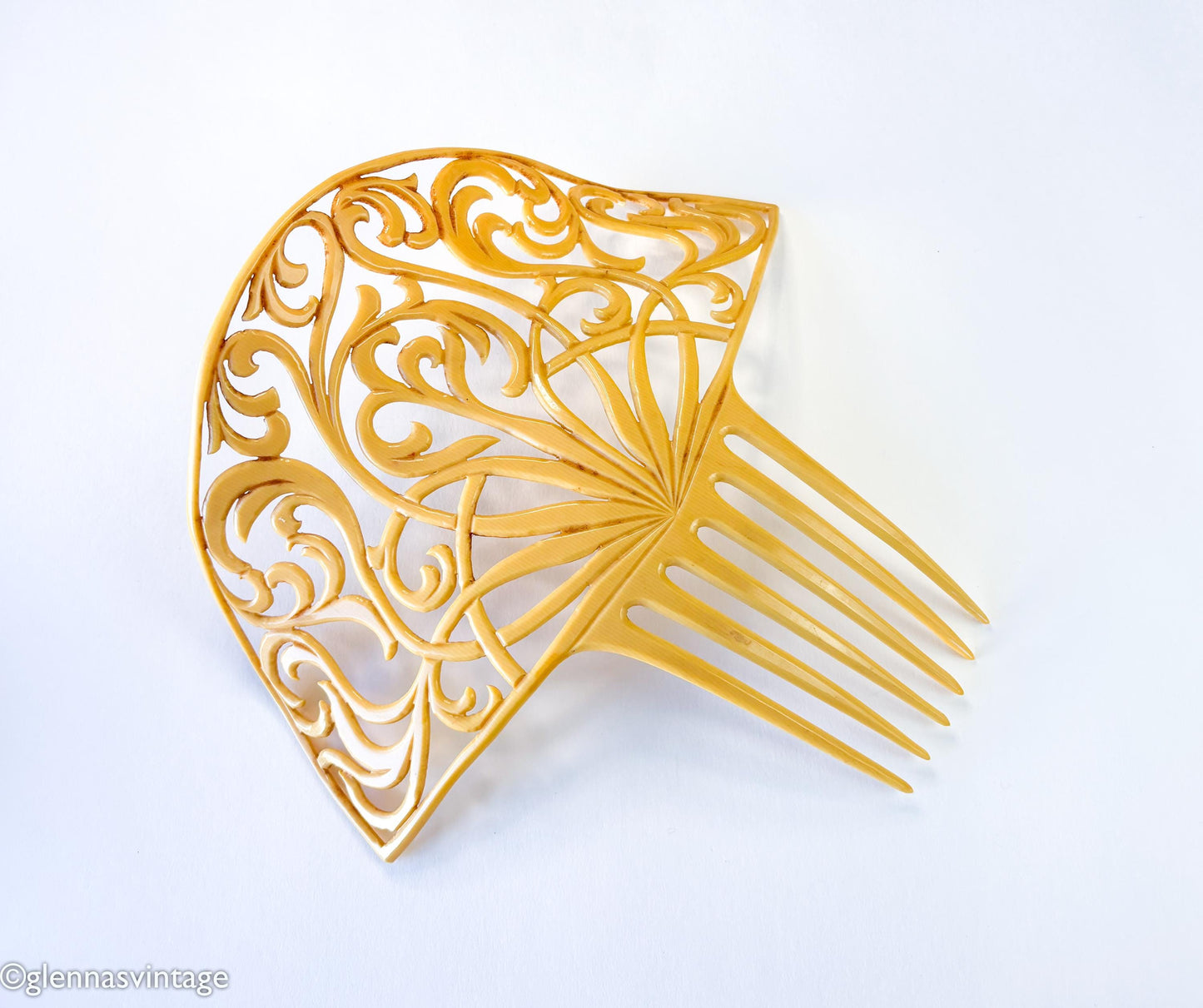 1920s Art Deco Hair Ornament | Celluloid Spanish Style Hair Comb