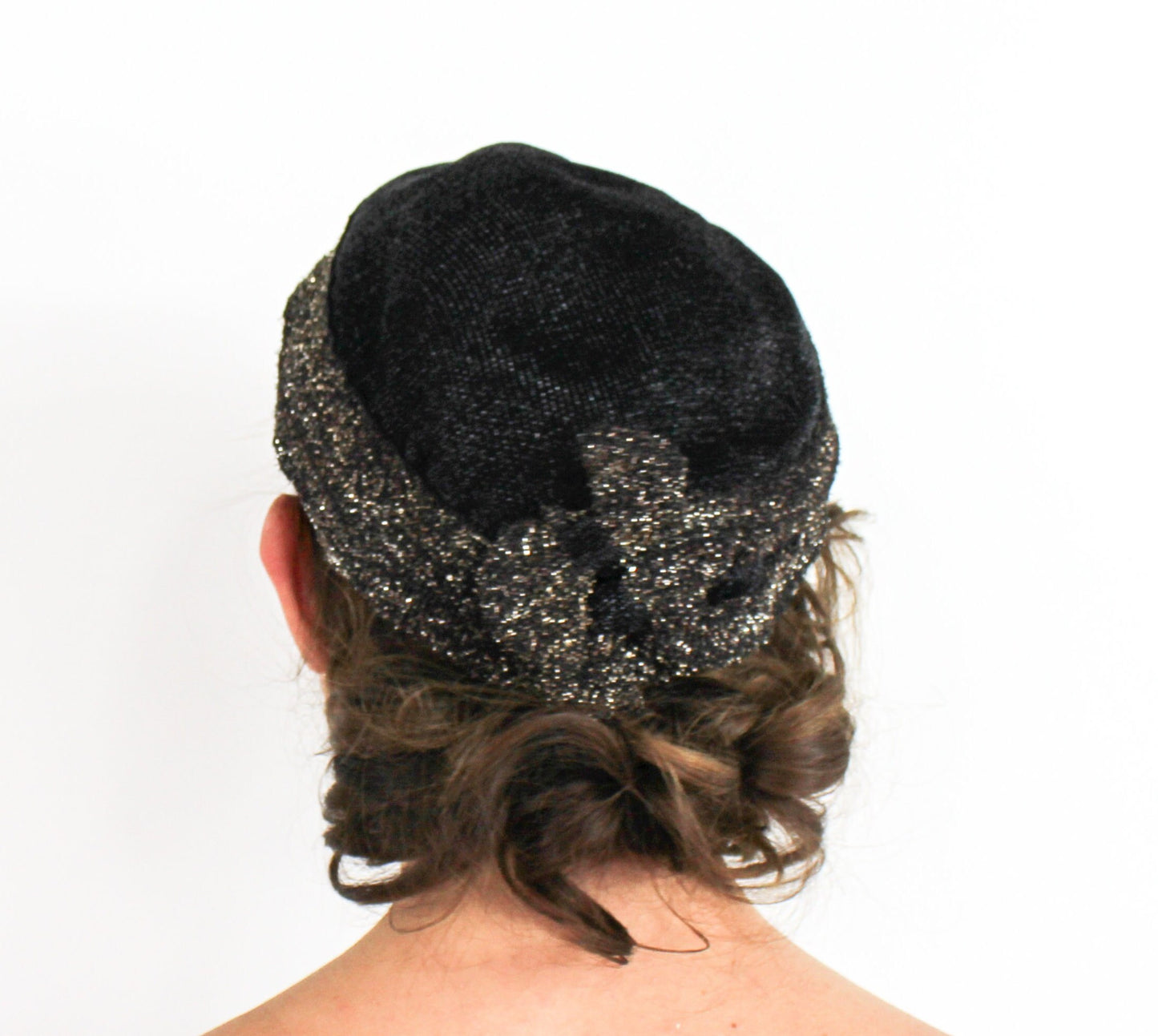 1920s Black Lamé Flapper Hat