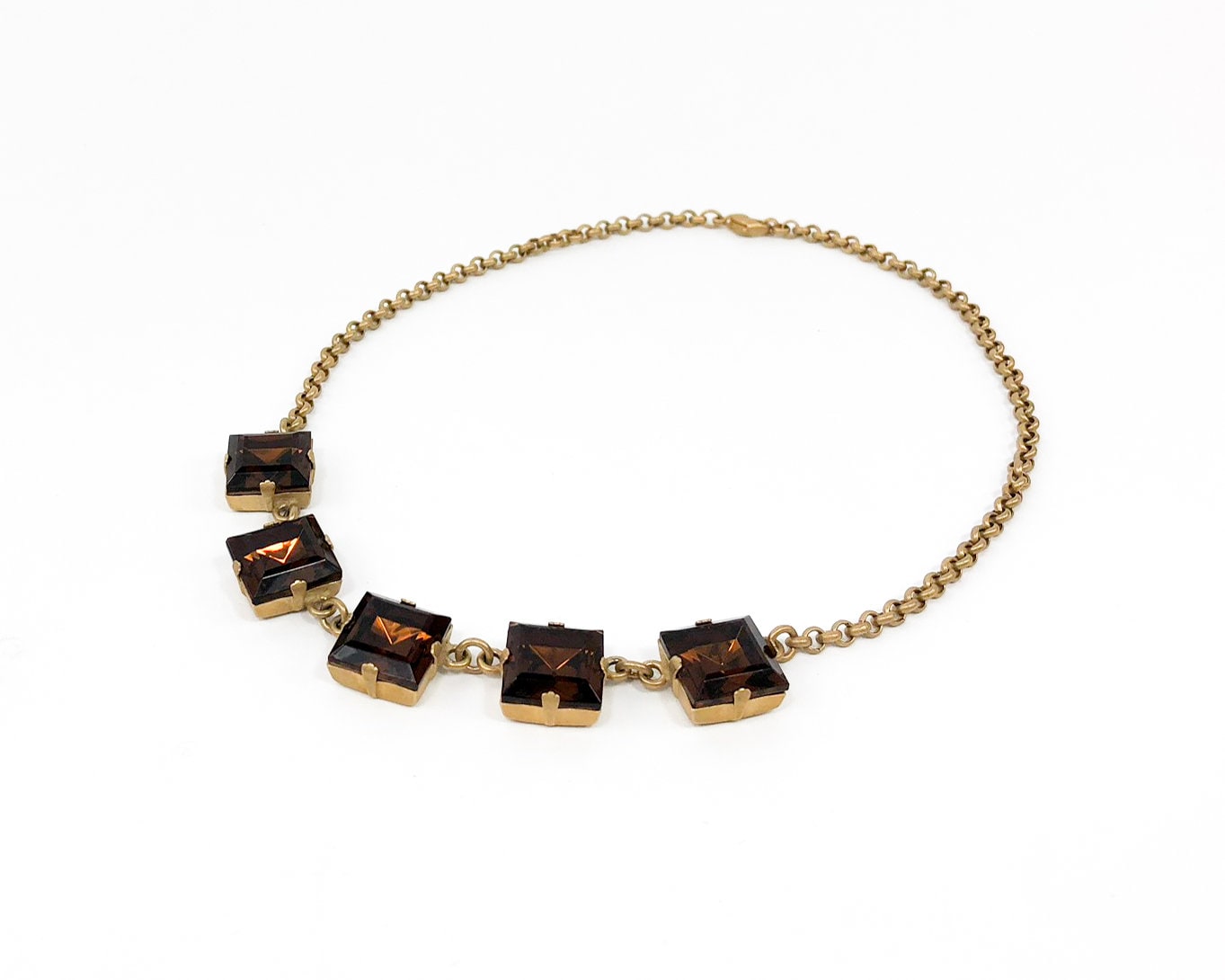 Agatha Vintage Purple Glass Choker | 1980s Square Necklace