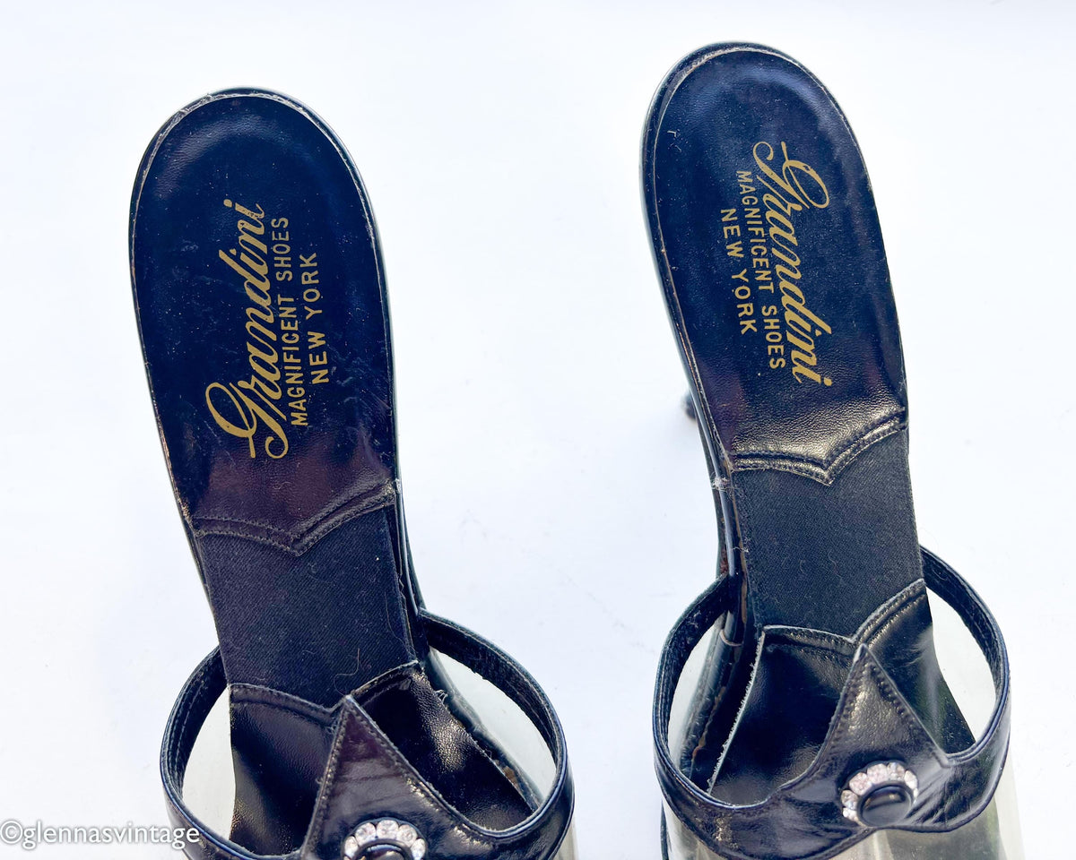 1950s Black Spring-o-lator Heels Pumps, Size 7