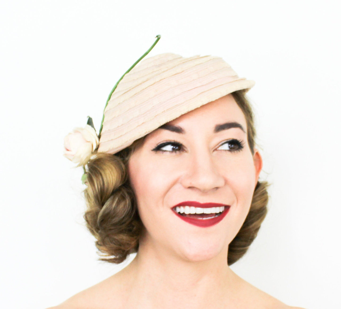 Hattie Carnegie Pink Lace Hat 1940s