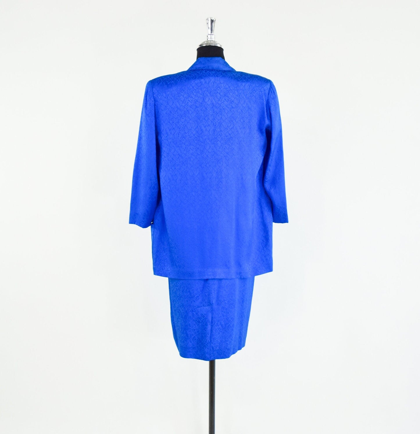 1980s Royal Blue Silk Dress Suit, Liz Claiborne, Petites Size 4
