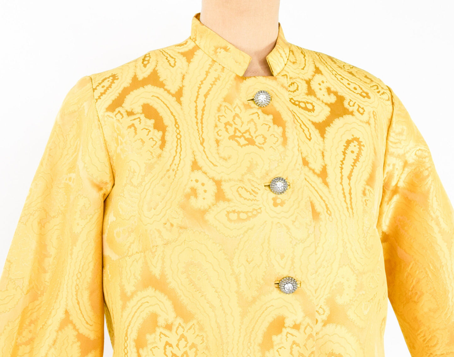 1960s Yellow Gold Brocade 4 Piece Skirt Suit, Medium