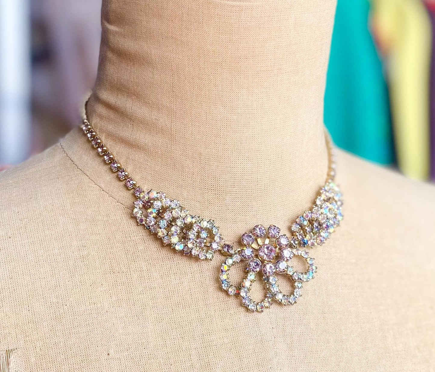 1950s Rhinestone Evening Necklace l 50s Rhinestone Choker
