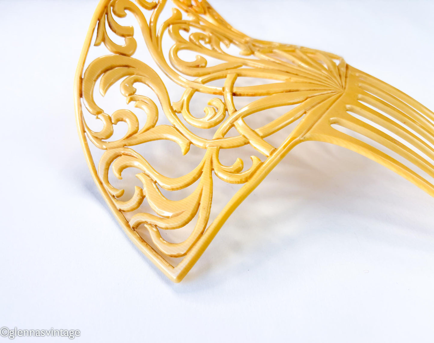 1920s Art Deco Hair Ornament | Celluloid Spanish Style Hair Comb