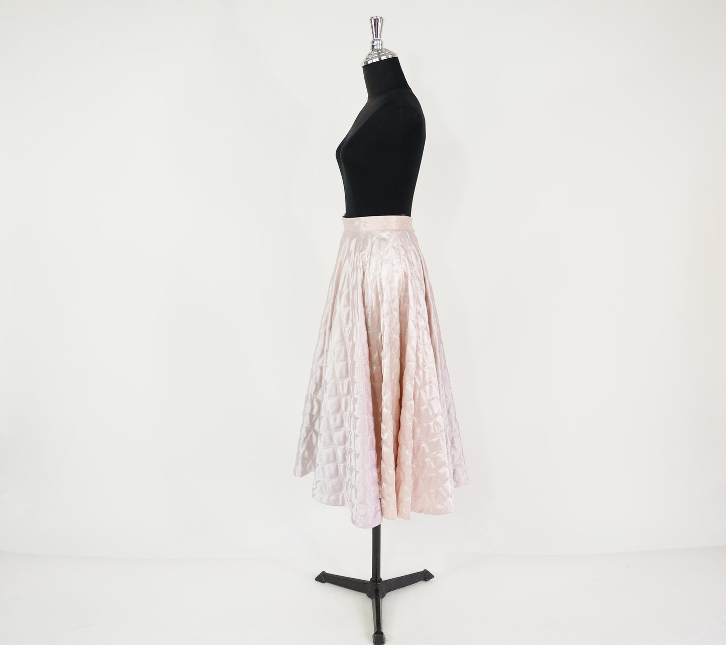 1950s Pale Pink Quilted Circle Skirt, Small