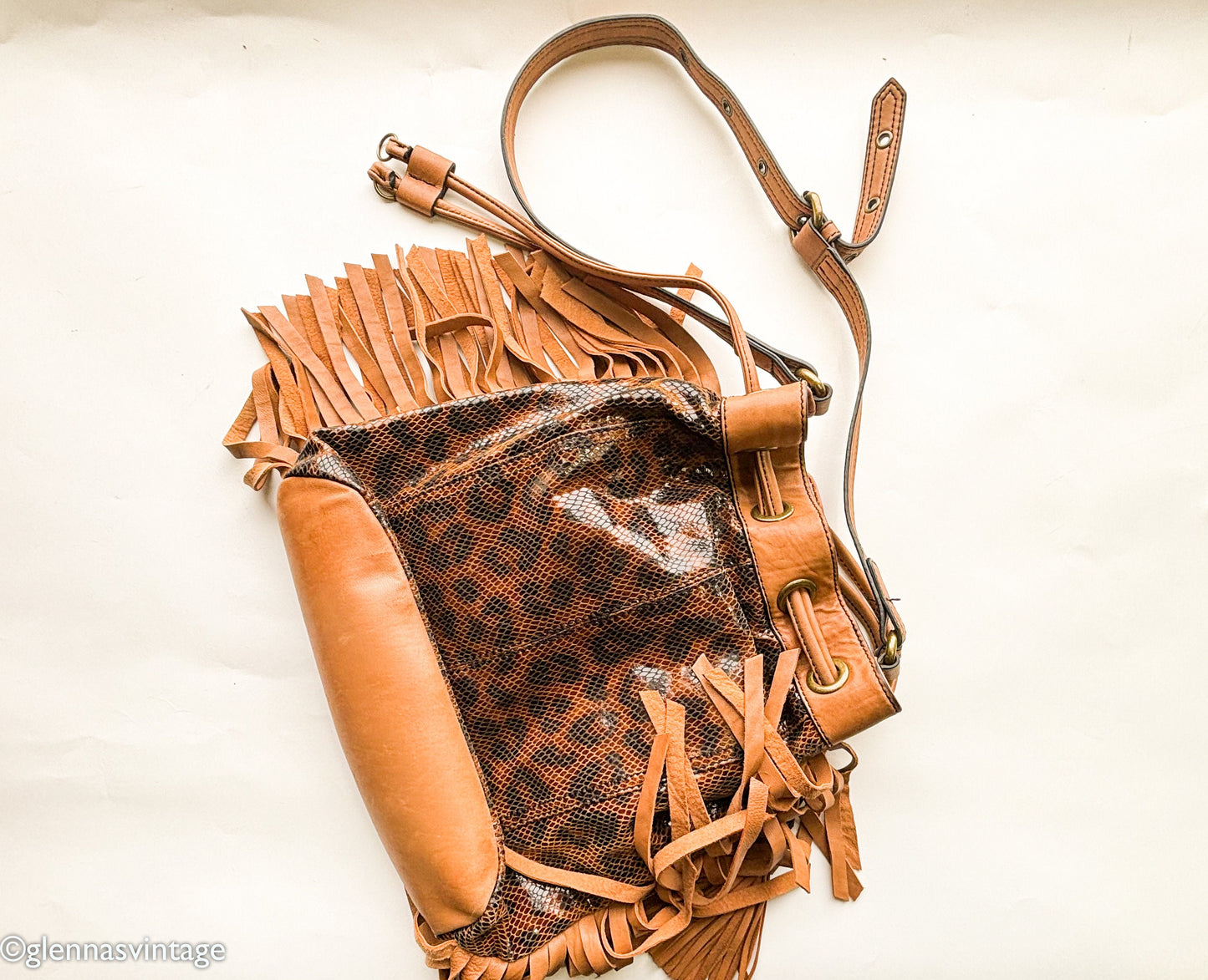 Betsey Johnson 1990s Cheetah Print Leather Shoulder Bag | 90s Brown Animal Print HoBo Pouch Bag